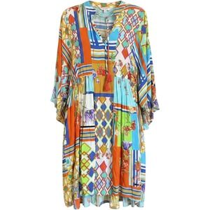 Johnny Was Mixi‎ Short Kaftan Dress CSW0221A-N Multi Geometric Floral M